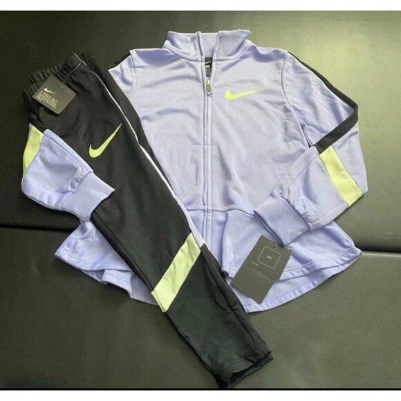 NWT Nike Leggings & Peplum Track Jacket Set Girls Size 6 x - Picture 1 of 3